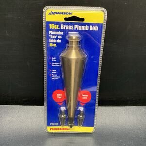 Swanson Tool 16oz Brass Plumb Bob W/ Extra Tips Professional, PB016B.